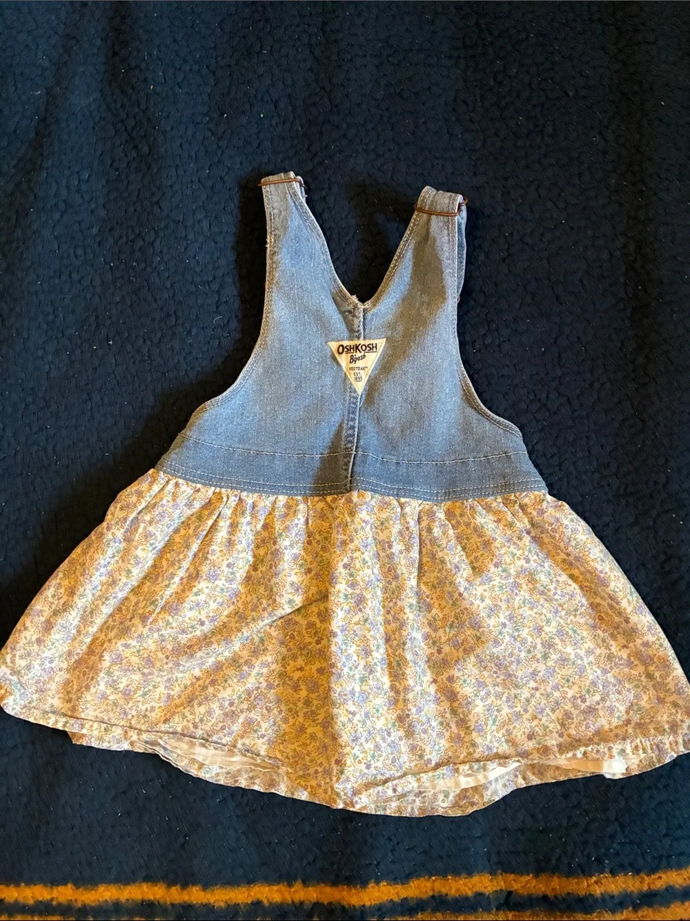 OshKosh B'gosh Blue Denim Floral Overall Dress